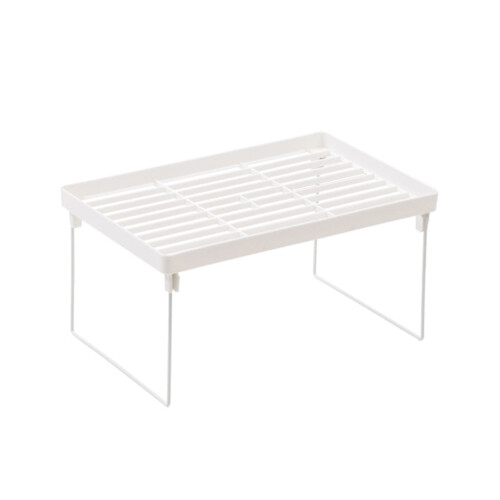 White Wire Stackable Shelf Stacking Cabinet Shelf Desk Countertop Storage Holder