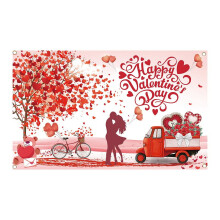 IMCBSTT Glædelig Valentinsdag Baggrund Banner Kærlighed Hjerte Dekorationer Baggrund til Valentinsdag 71x43,3 tommer