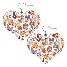Cartoon Mickey Mouse Leather Earrings Christmas Decorative Design Faux Leather Earring Lightweight Dangle Drop Earrings for Women