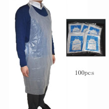 100 delantales desechables de polietileno blanco para cocina, fáciles de usar y para limpiar.