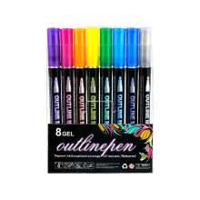 Marcóirí Imlíne Dúbailte Peanna Marcóra le haghaidh Peanna Aibhsithe Peanna Glitter Péinteála le haghaidh Leabhar Aíonna 8ml