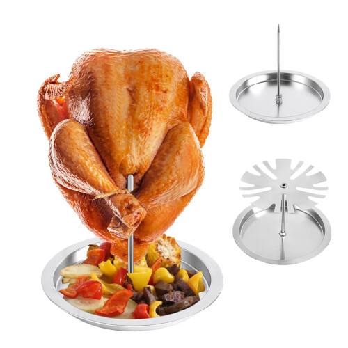 Hiroekza Kitchen Gadgets304Σχάρα κοτόπουλου από ανοξείδωτο ατσάλι, φορητή σχάρα κοτόπουλου 1
