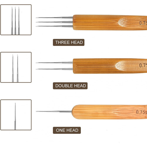 Βελονάκι για πλέξη Dreadlock 0,5mm (1/2/3 γάντζοι) για πλέξιμο μαλλιών, βελόνα Loc για πλέξη 2