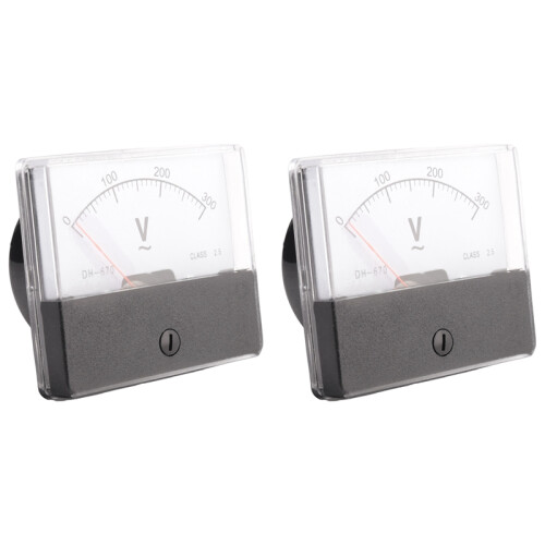 2X Ορθογώνιο AC0-300V Gauge Αναλογικό μετρητή τάσης πίνακα βολτόμετρο DH670