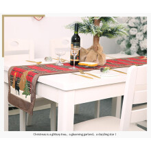 karymi Ausverkauf Heimtextilien-Schals, Retro-Tischläufer mit rotem Karomuster und Weihnachtsbaum-Motiv (1 Stück), Angebote