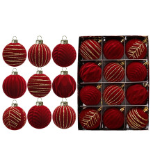 2,36 inch fluwelen kerstballen, bulkverpakking, 12 stuks, gevlokte kerstboomversiering, plastic kerstdecoraties om aan de kerstboom te hangen.