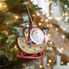 Kerstuitverkoop 2024! WJSXC Woondecoratie, Hars Slee Hanger, DIY Kerstman Sneeuwpop Ornamenten, geschikt voor de kerstboom