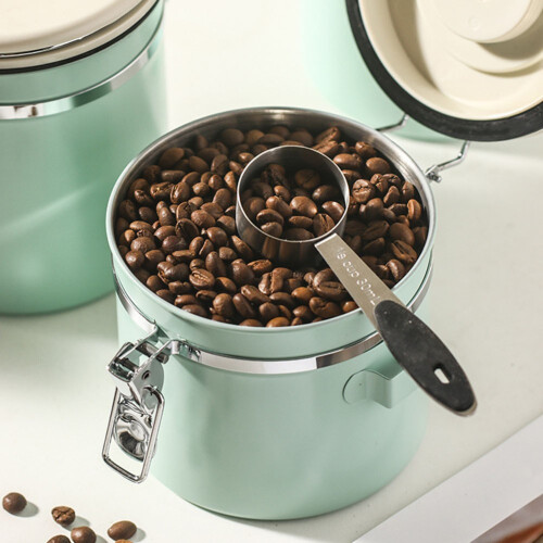Rustfrit stål lufttæt kaffeopbevaringsbeholder forseglet beholder med scoop 2