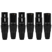 Adaptérový XLR konektor, 3-pinový kábel, konektory, mikrofóny, oslnivé čierne, 6 ks