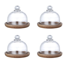 ckepdyeh Multifunksjonelt Mini Dessert Serveringsstativ Kakefat med Kuppellokk Fat Kakefat for Hjemmehoteller (4 stk)