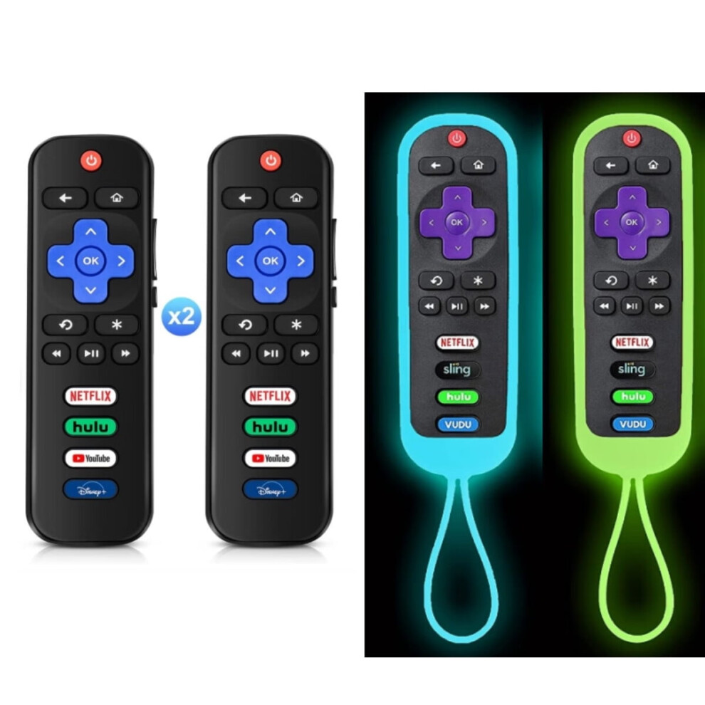 2 Pack Replacement Tv Remote & Covers For Compatible With Sharp Roku, Compatible With Tcl, Compatible With Hisense, Onn, Insignia, Element, 9395123132778