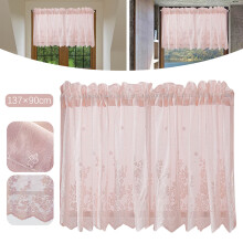 Alofun Polyester Short Lace Curtains 54x35in, 1 Panel, Floral Design for Kitchen, Bedroom, Coffee, Home Decor E-W01
