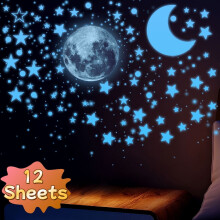 Adesivos de parede de estrelas que brilham no escuro para teto, adesivos de parede de planetas - decoração para casa, quarto ou berçário (12