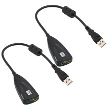 2x7.1-Kanal USB-Soundkarte, externer 3D-Audioadapter, 3,5-mm-Audiosplitter für PC, Desktop und Laptop