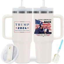 Trump Tumbler2024, 40 oz-os vákuumszigetelt rozsdamentes acél pohár fogantyúval és szívószállal, kompatibilis a Trump kampányával - Take