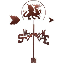 Garden Weathervane Dragon Silhouette Metal Wind Direction Indicator with AntiRust Coating for Yard
