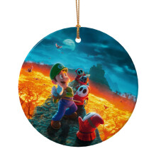 Super Mario auto-interieuraccessoires, schattige ronde keramische tas-/rugzakhanger met cartoonmotief, kerstboomhanger.
