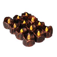 Liekittömät LED-teevalot 12 kpl, yhteensopivat A1:n kanssa, ruskeat meripihkanväriset kynttilät Halloweeniin, jouluun, häihin,