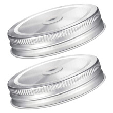 2 Stück Einmachglasdeckel mit Loch für Weithals-Mason-Gläser, perforierter Edelstahl