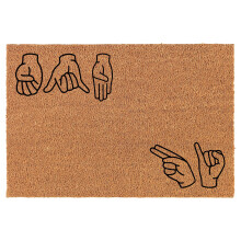 Welcome Doormat Coco Coir Door Mat Gift ASL Hi Bye Sign Language (24" x 16")