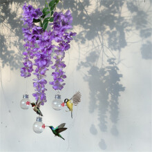 maxiaoxia Künstliche Glyzinienblüte, Glyzinienzweig-Vogelfutterhaus, Kolibri-Futterhaus zum Aufhängen im Freien