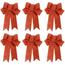 6 stuks jute strikken voor kerstkransen, grote linnen strikken voor kerstversiering, slingers, binnen- en buitendecoratie en feestjes