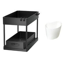 Organisateur de tiroir coulissant Ă 2 compartiments, rangements et accessoires pour armoire de salle de bain Ă 2 niveaux