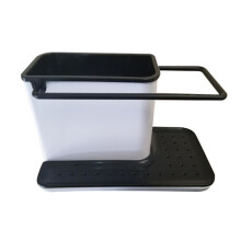 Organizator de chiuvetă, cutie de organizare cu burete, scurge apa pentru bucătărie, 12-29BY, negru și alb