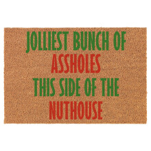 Welcome Doormat Natural Coco Coir Door Mat Jolliest Bunch This Side of The Nuthouse Funny Christmas (24" x 16")