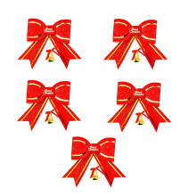 5 kerststrikken met belletje 8,4 x 6,8 inch, glitterstrikken voor kerstboom, krans, cadeauverpakking, kerstdecoratie (rood)