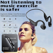 BL13Bone - Vezeték nélküli Bluetooth sportfutó fejhallgató mikrofonnal, alacsony késleltetésű sztereó fejhallgatóval