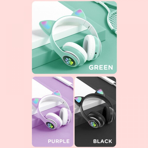 Ακουστικά Bluetooth STN-28Cat Ear Headmint 5.0Ασύρματα ακουστικά οροφής σε δροσερά χρώματα necomimi 1