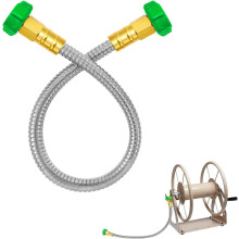 2 Fuß kurzer Gartenschlauch mit zwei weiblichen Verbindungsstücken, robuster, auslaufsicherer, flexibler Wasserschlauch aus Edelstahl 304 für