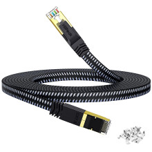 Cat8 Ethernet-kabel 4,5 m, platt nylonflätad internetkabel, höghastighets 40 Gbps nätverkspatch-LAN-kabel, RJ45