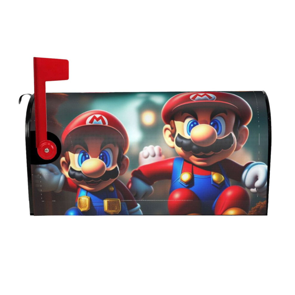 Cartoon Super Mario Mailbox Cover 18"X21" - Magnetic, Dust-Proof, Winter & Christmas Decor Compatible With Standard Mailboxes 9395123556468