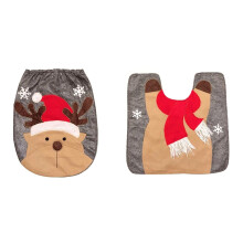 Kerst Kerstman toilethoes, vloermat, deksel van de stortbak en toiletrolhouder set