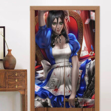 Alice Madness Returns Door Curtain, Pattern Print Blackout Privacy Window Curtain, Room Divider Tapestry Home Decor, 34" W X 56" L