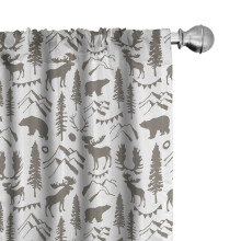 Ambesonne Northwoods Curtains, Wild Nature Theme, Pair of 28"x84", Taupe and White