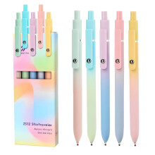 Ensemble de 5 stylos gel arc-en-ciel à pression pour journal intime, fournitures de bureau et scolaires, cadeaux de papeterie pour étudiants -