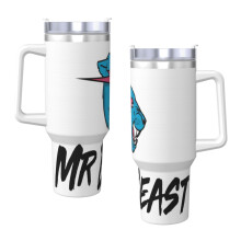 Mrbeast 40Oz Tumbler mit Henkel und Strohhalmdeckel, isolierter Edelstahl-Wasserflasche, Reisebecher, Becherhalter, Geschenkidee