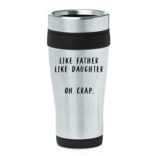 16oz isoleret rejsekrus i rustfrit stål, kaffekrus, tumbler, som far, som datter, far-gave fra datter, sjov fars dag-fødselsdag (sort)