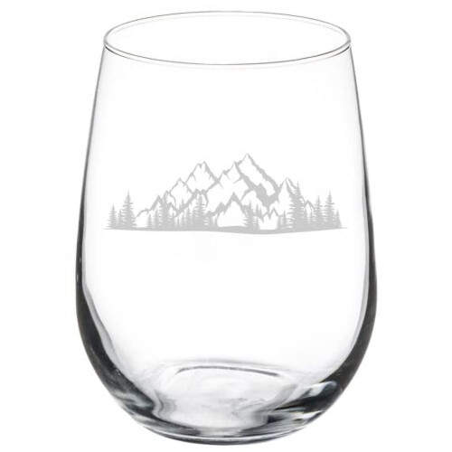 Ποτήρι κρασιού δώρο Mountain Forest Scene (17oz χωρίς κούτσουρο)
