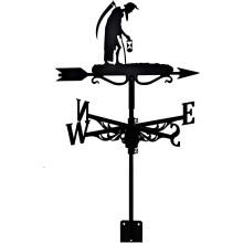 Weather Vane Metal Garden Weathercock with Old Father Time Design, RustResistant Wind Direction Indicator