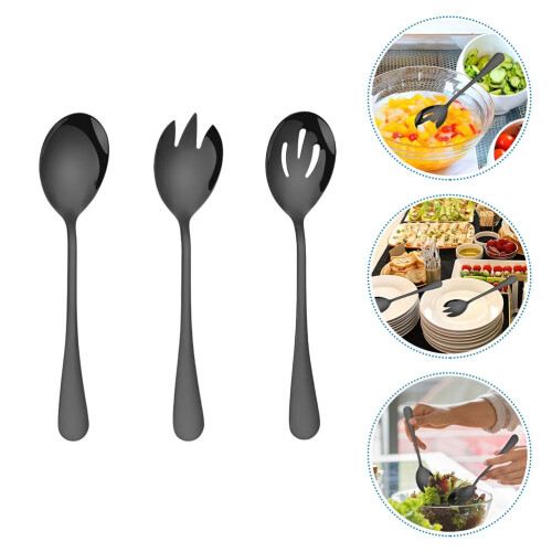 1 set rostfria salladsskedar serveringsskedar bufférestaurangbestick 2