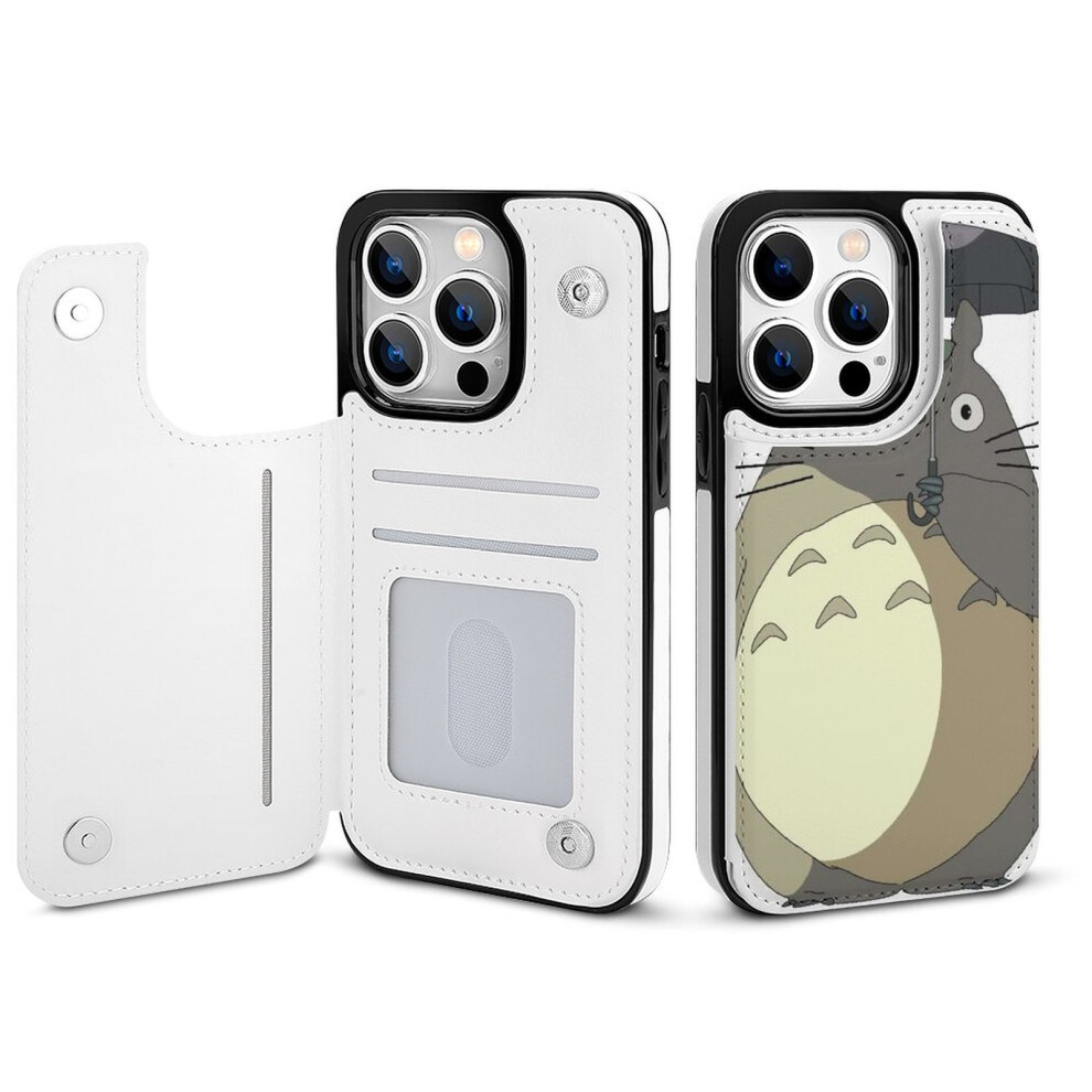 My Neighbor Totoro Iphone 14 Pro Wallet Case With Card Holder, Flip Folio Leather Case With Stand, Magnetic Clasp Shockproof Cover For Women Girls 9395123662237