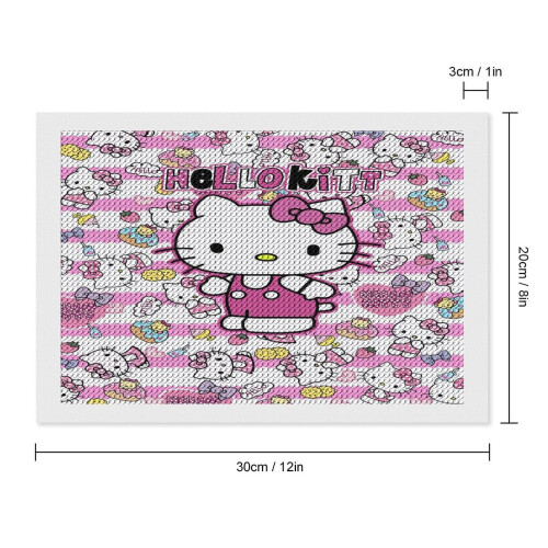 Κιτ ζωγραφικής Hello Kitty με διαμάντια για ενήλικες, πλήρες τρυπάνι5D DIY χειροτεχνία, 1