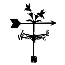 Stainless Steel Weather Vane Birds and Flowers Wind Direction Indicator for Roof or Garden
