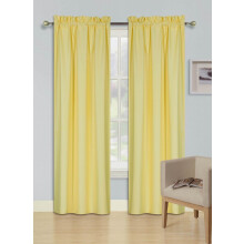 R64 2-Piece Thermal Blackout Window Curtain Panel, Insulated Foam Backing, Lined, Matte Smooth, 63" Yellow, Compatible with Standard Rods