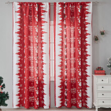 FloHua Red Christmas Snowman Curtains 140x220cm with Rods, Indoor Holiday Decor, Printed Sunshade Curtain, Compatible with Christmas Theme Décor