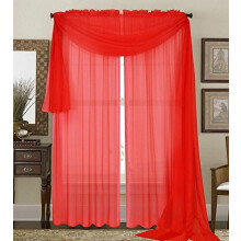 Qutain Linen Solid Viole Sheer Curtain Window Panel Drapes Set of Two (2) 55" x 95 inch - Red